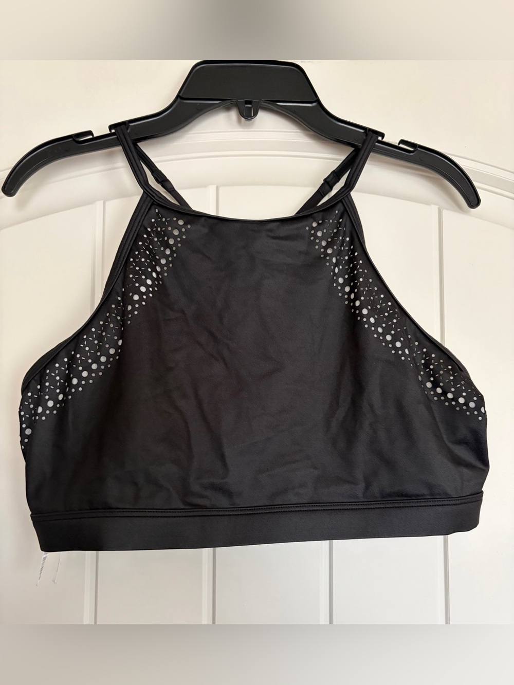 Victoria's Secret Black High Neck Sports Bra with Laser Cut Out Detail